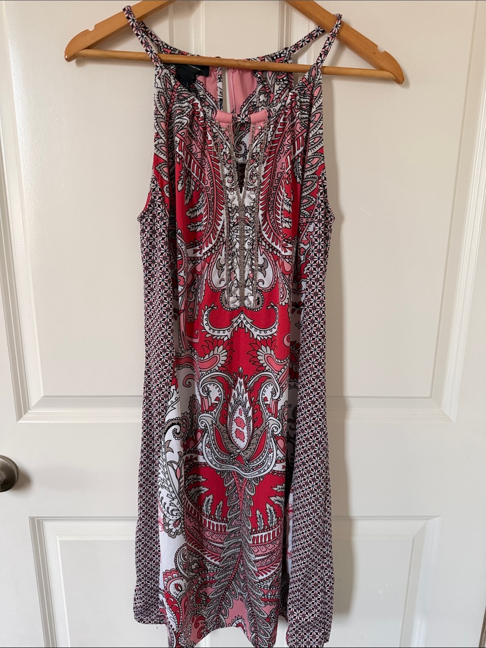 INC International Concepts Pink and White Paisley Halter Midi Dress